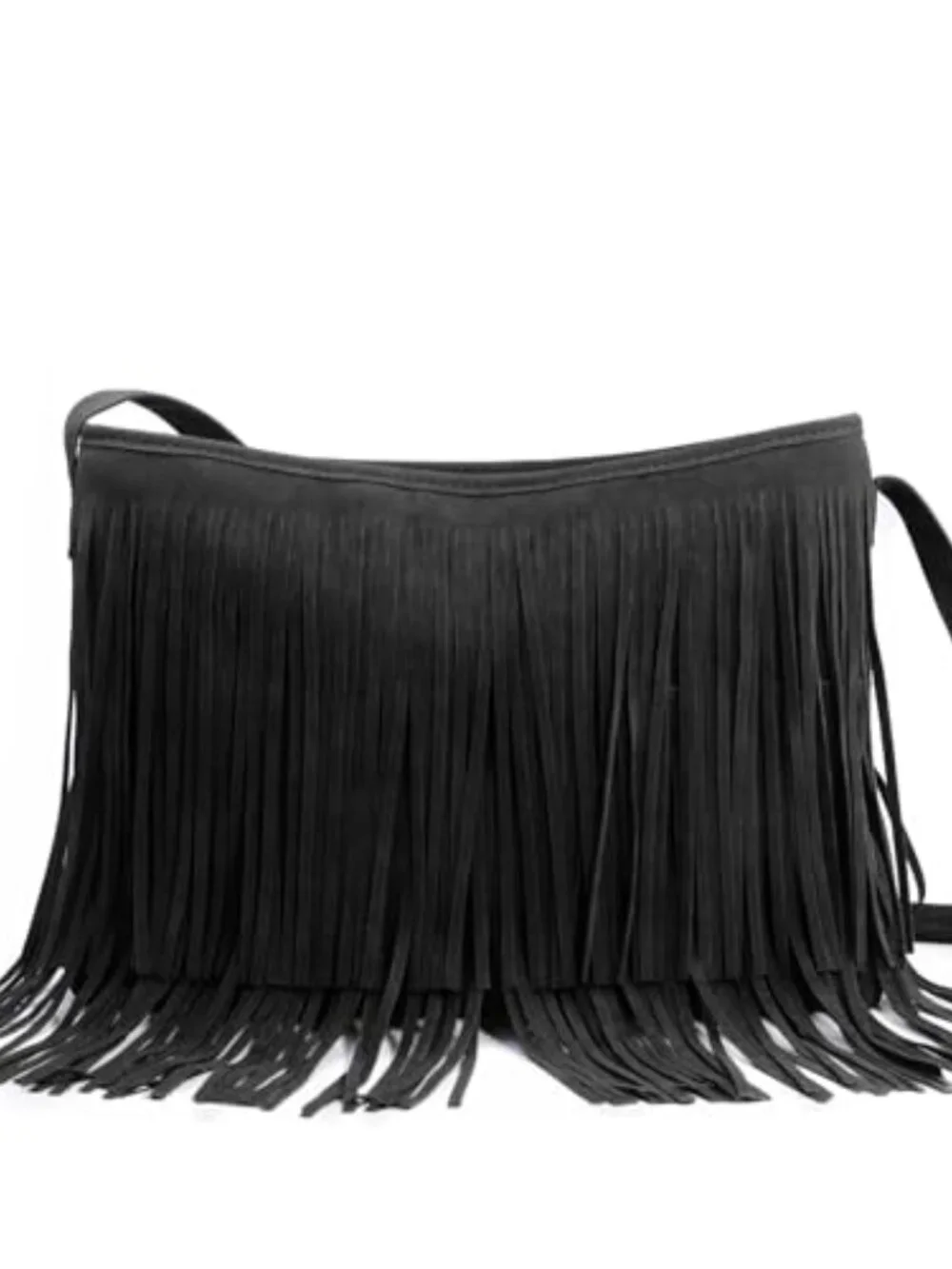 Faux Suede Leather Fringe Hobo Crossbody Shoulder Bag
